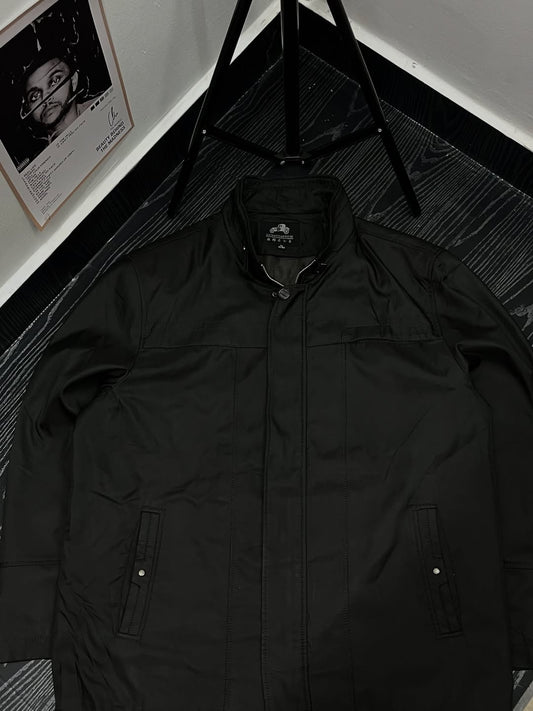 Soft leather material black jacket