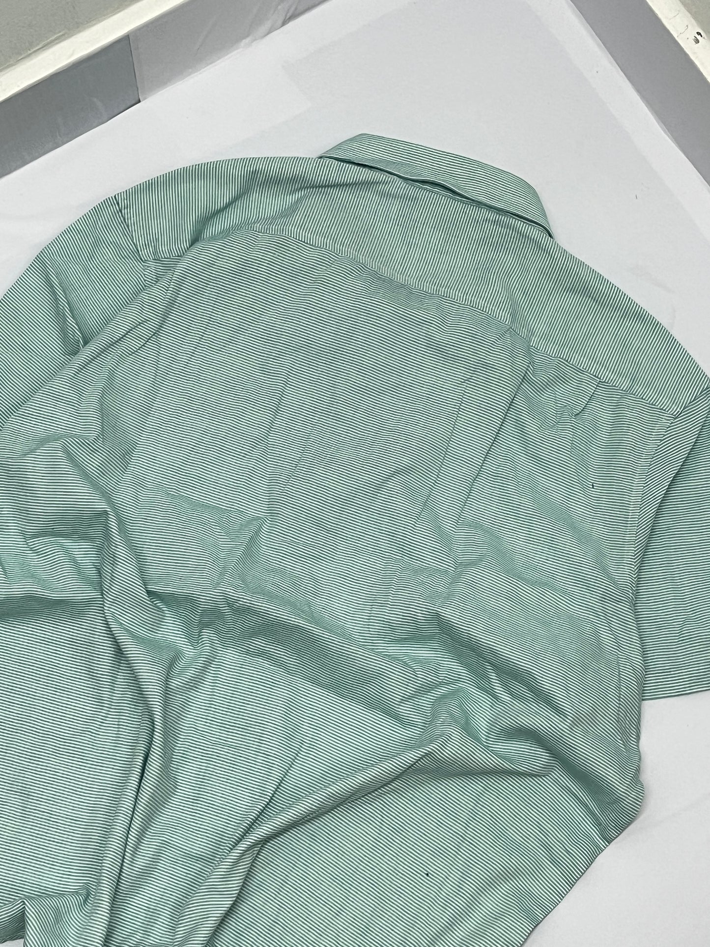 Aesthetic parrot green half sleeve penguin striped shirt