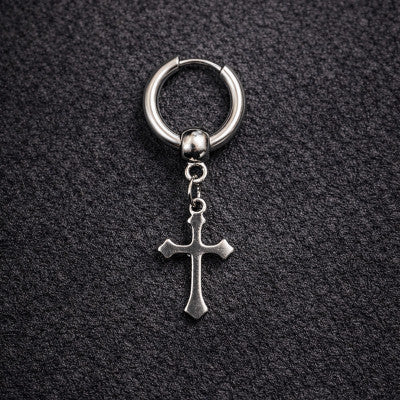 Stainless Steel Cross Earring Silver