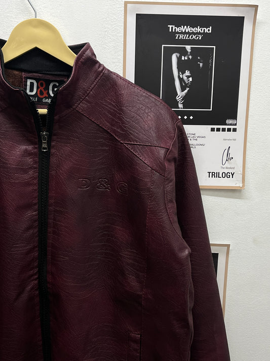 Red textured leather jacket
