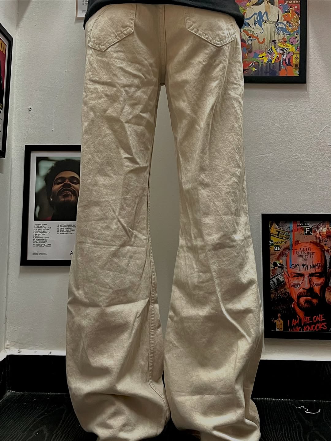 Beige baggy boot cut