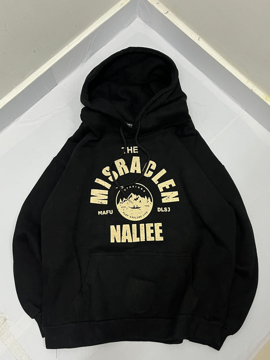 High gsm printed black hoddie