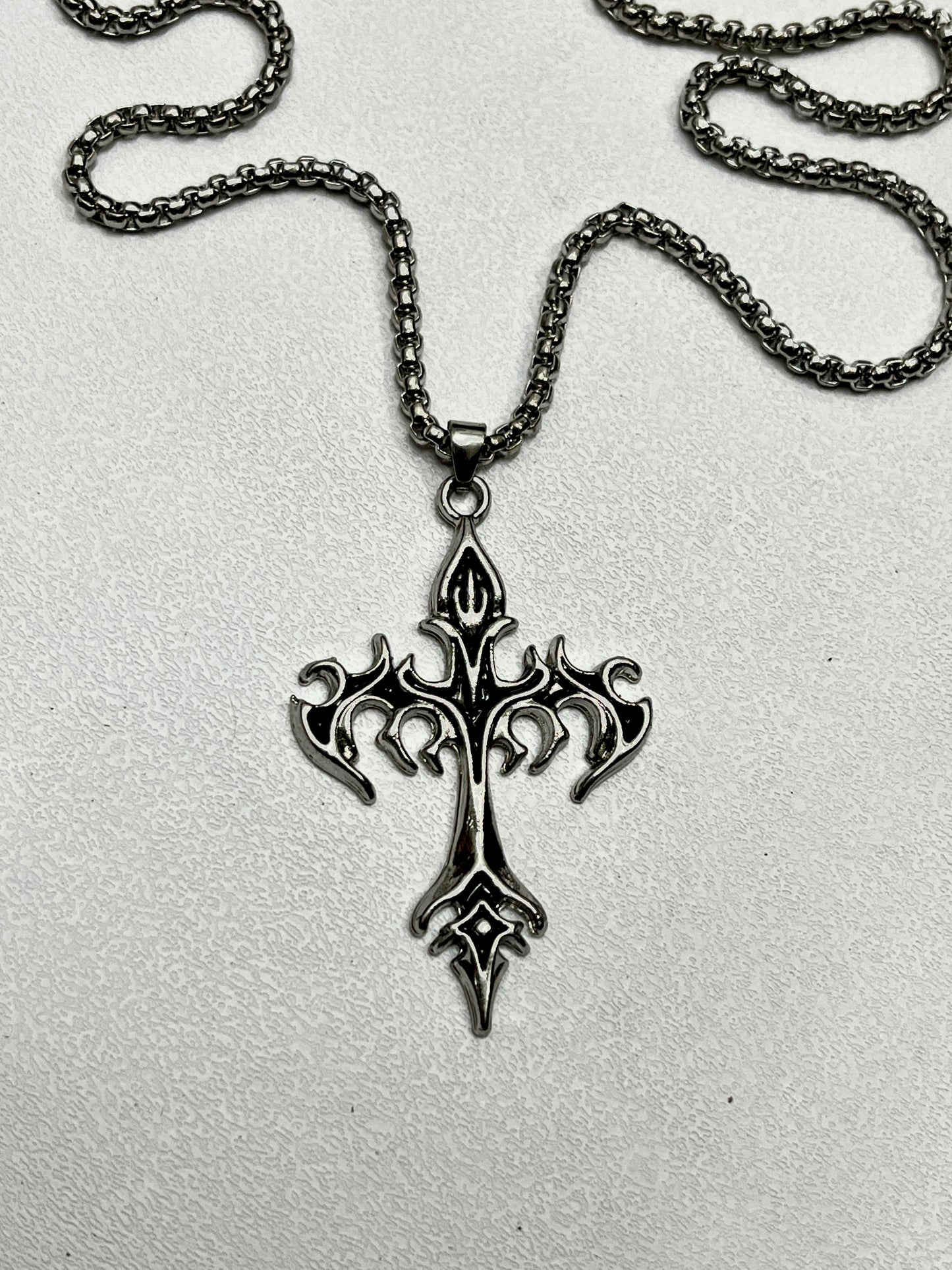 Gothic cryptic cross pendent with chain