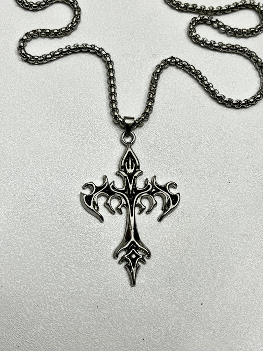 Gothic cryptic cross pendent with chain