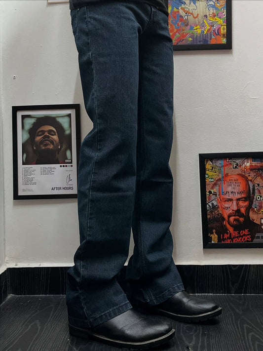 Black stretchable, straight fit boot cut