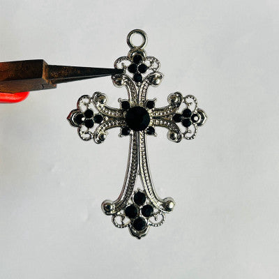 Gothic pink and black cross with chain