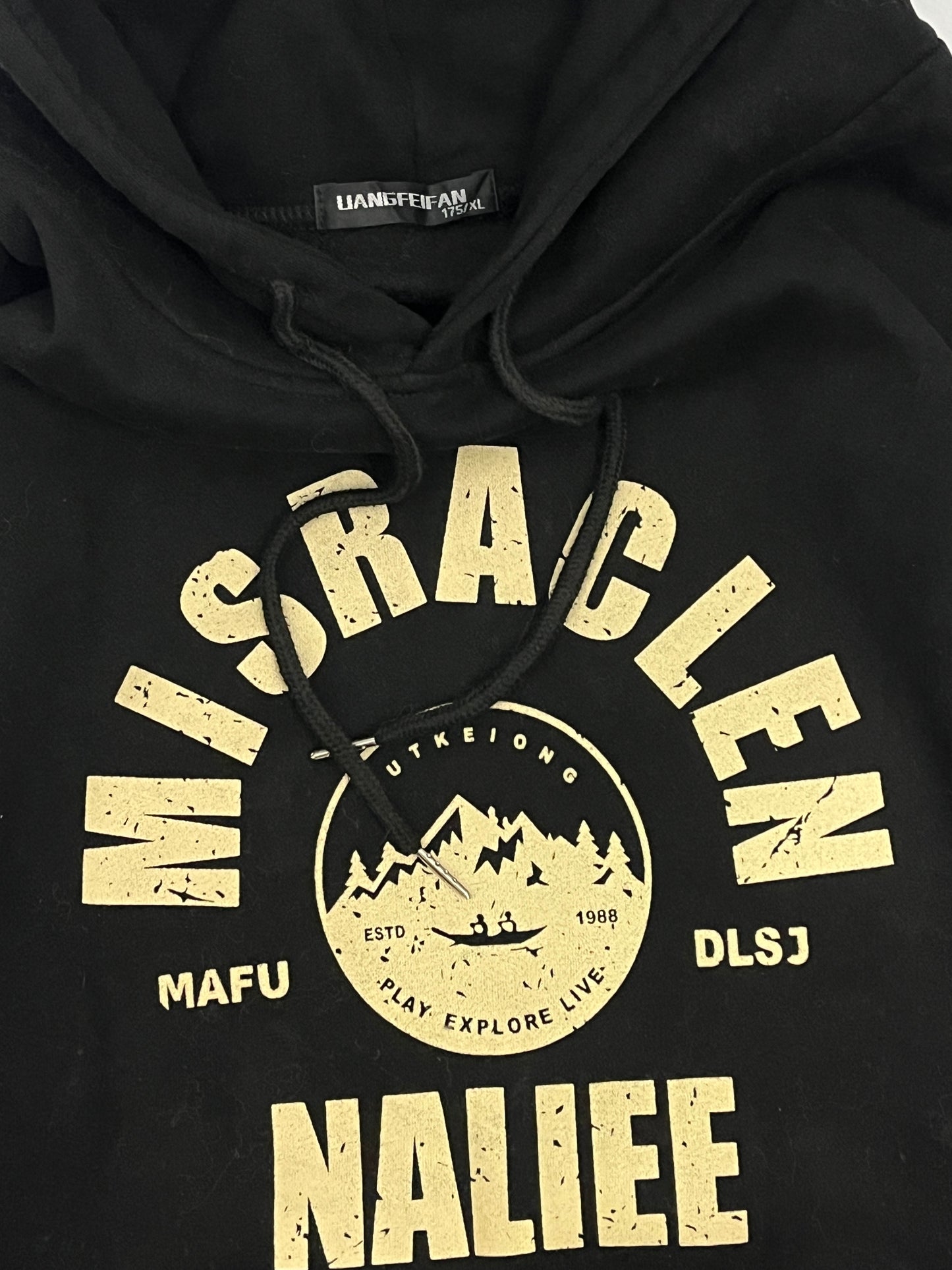 High gsm printed black hoddie