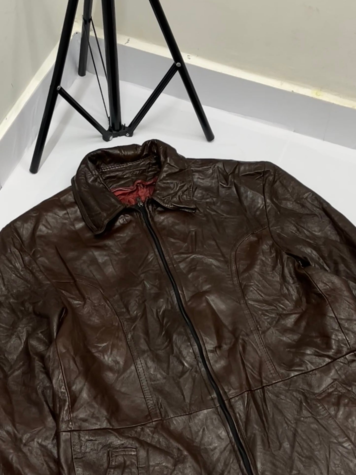 Brown crunched leather jacket