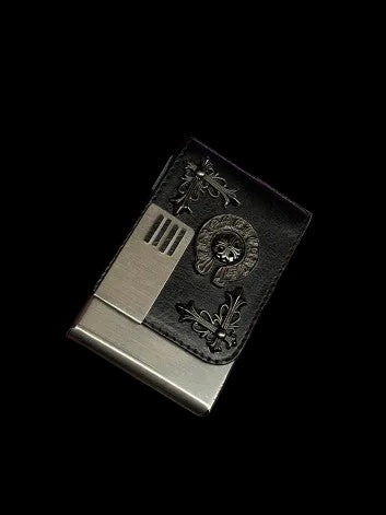 Chrome Reaper leather and stainless steel wallet