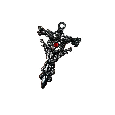 Dragon Red Stone Cross Charms with chain