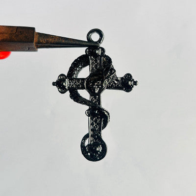 Snake cross pendant with chain