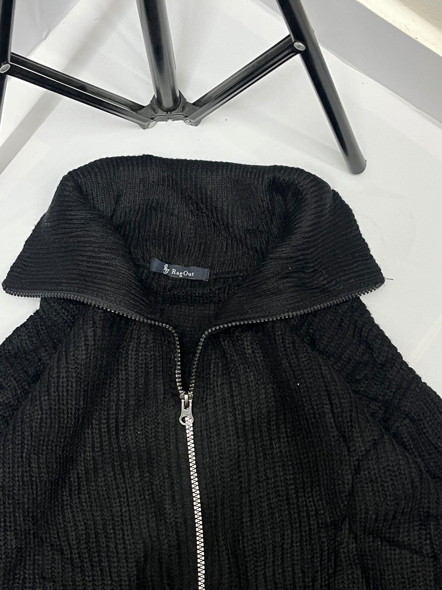 Black zip up collar sweater