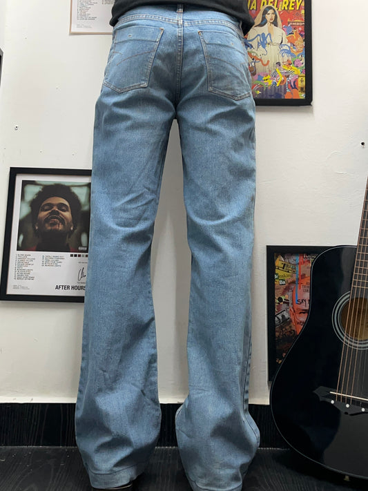 Light blue printed baggy jeans