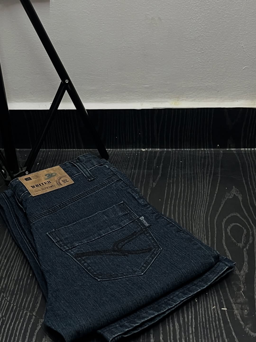 Black stretchable, straight fit boot cut