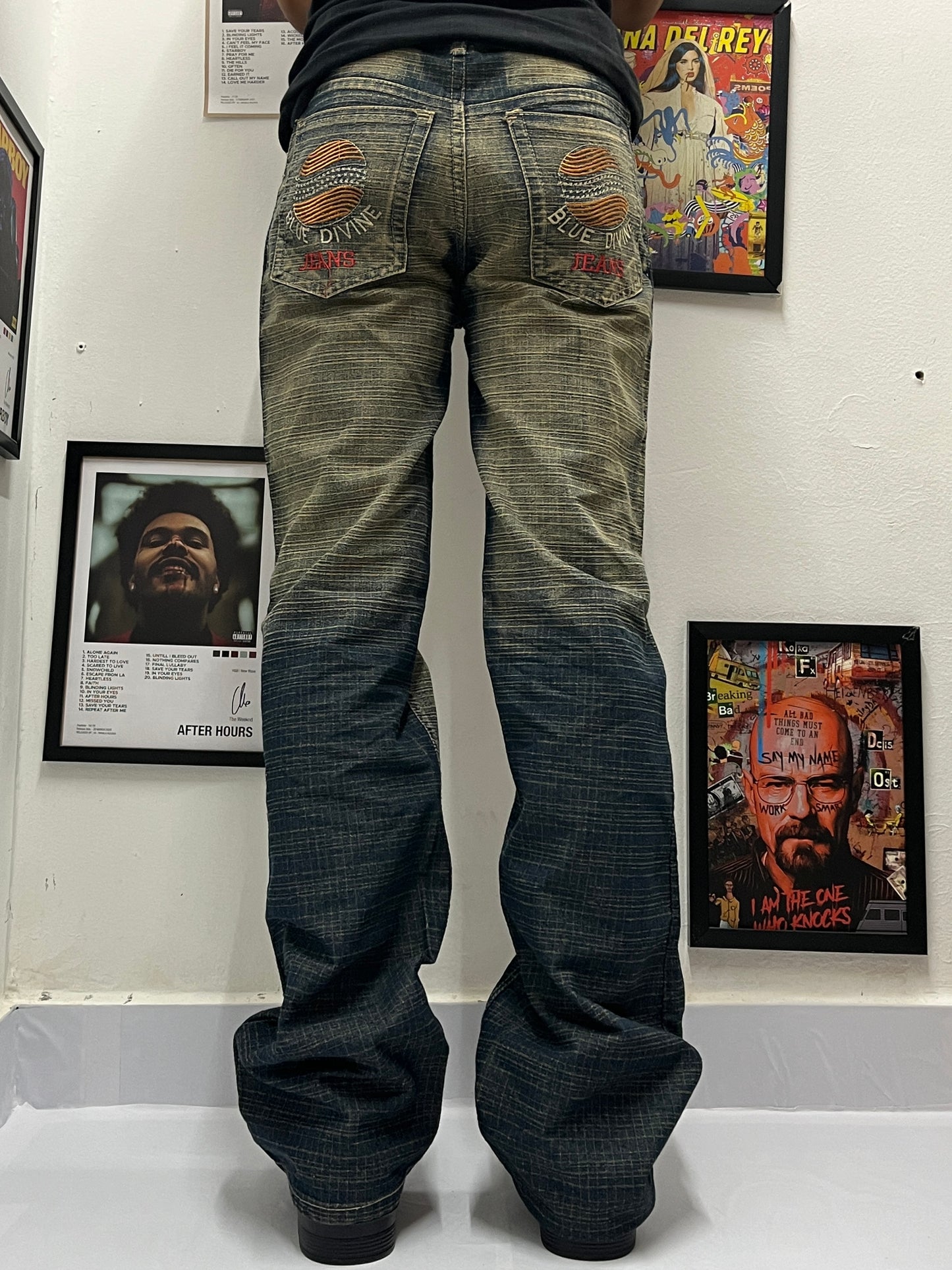 Vintage retro forest green baggy jeans