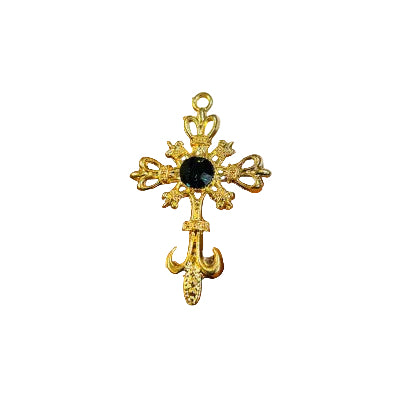 Gold pendant with colour full charm white chain