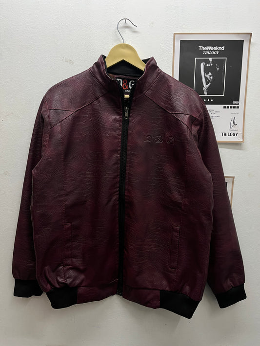 Red textured leather jacket