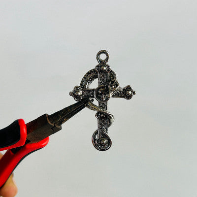 Snake cross pendant with chain