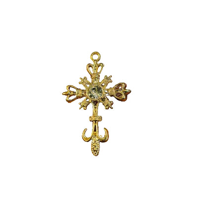 Gold pendant with colour full charm white chain