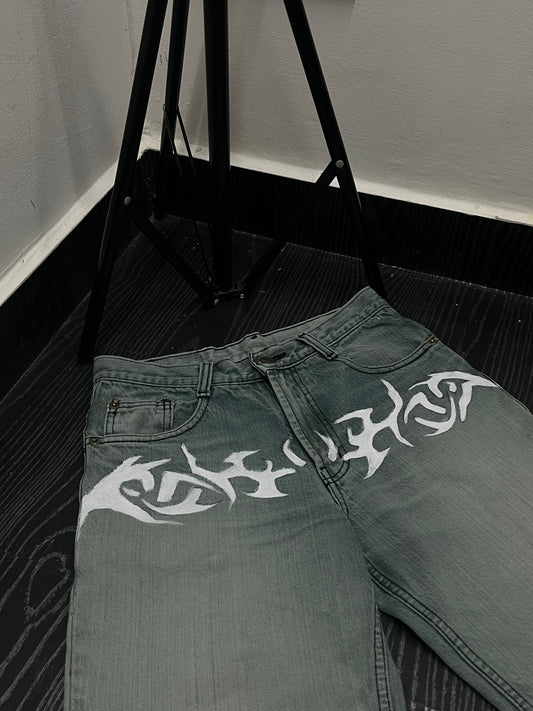 Parrot green printed baggy