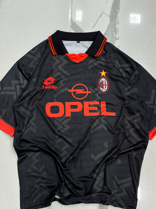Black and red AC milan collar jersey