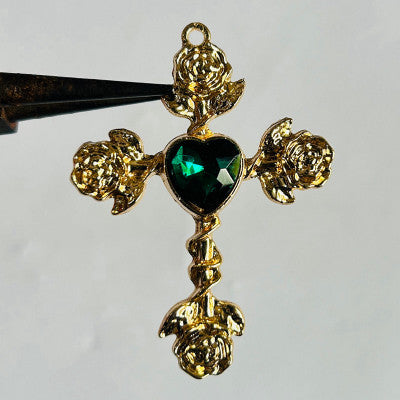 Gold rose cross pendent with chain