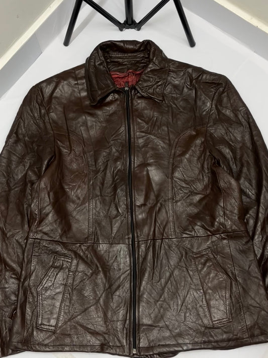 Brown crunched leather jacket