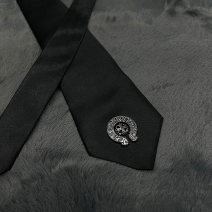 Black Chrome Heart Tie