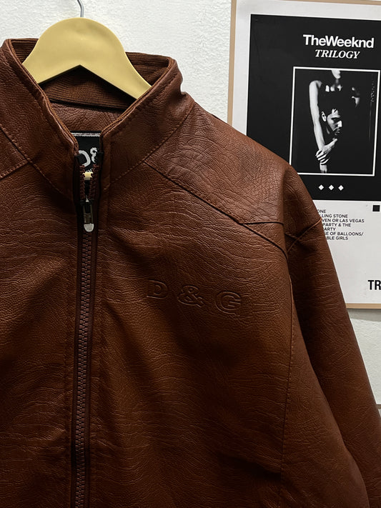 Brown textured leather jacket