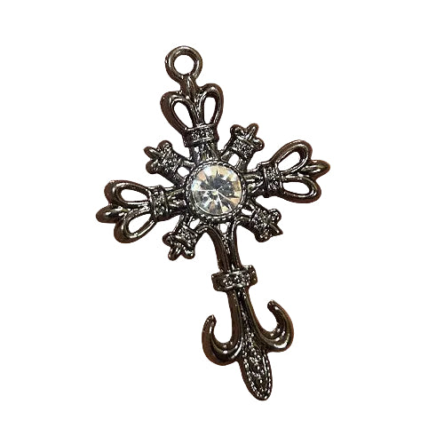 Black Iced Gothic Cross with a stainless steel chain