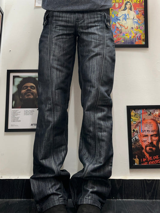 Cole material, black, baggy jeans