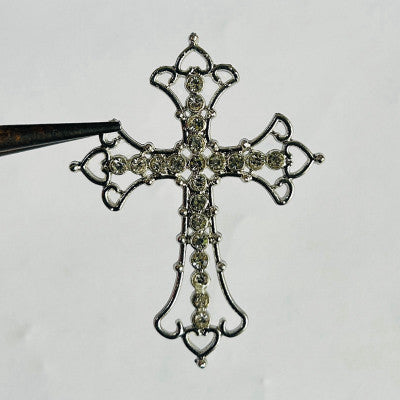 Silm Red white pink Stone Cross with a chain