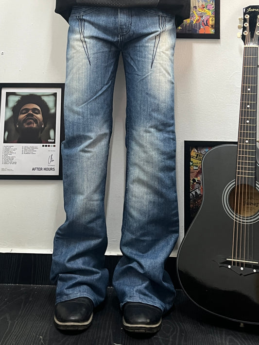 Mexican style embroidery baggy jeans