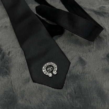 Black Chrome Heart Tie