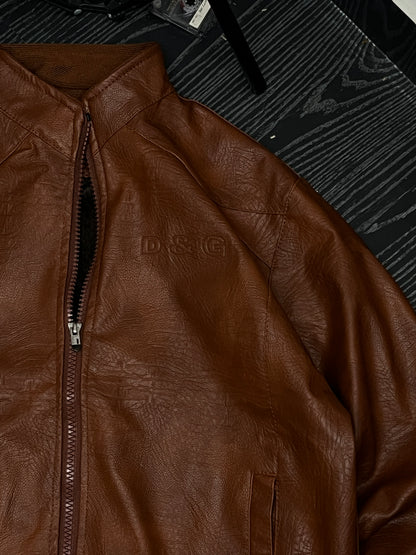 Brown textured leather jacket