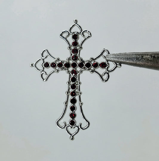 Silm Red white pink Stone Cross with a chain