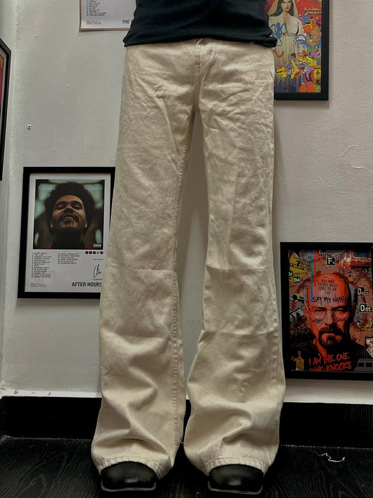 Beige baggy boot cut