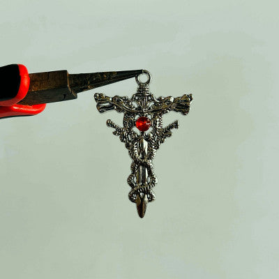 Dragon Red Stone Cross Charms with chain