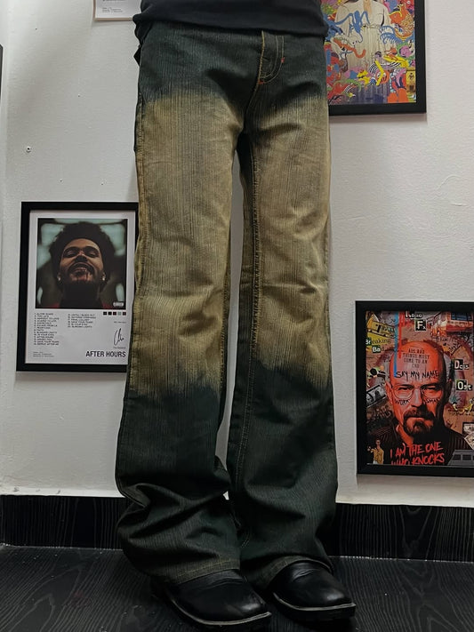 Dirty green Mexican style￼ baggy jeans