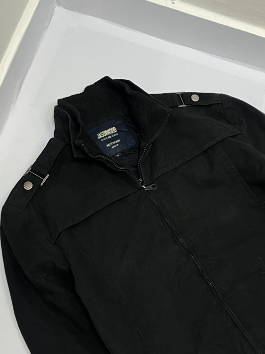 Black heavy double layer boxy jacket