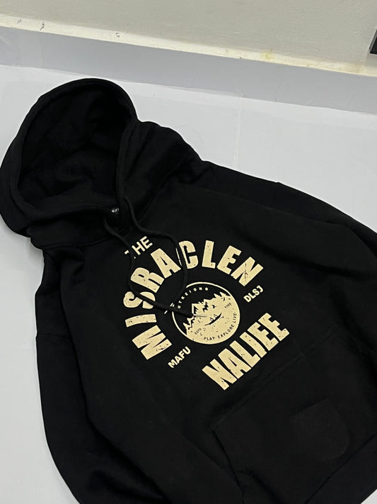 High gsm printed black hoddie