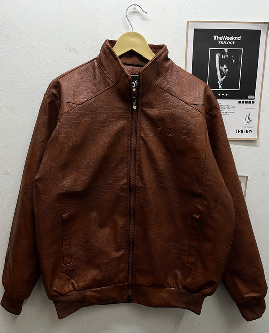 Brown textured leather jacket