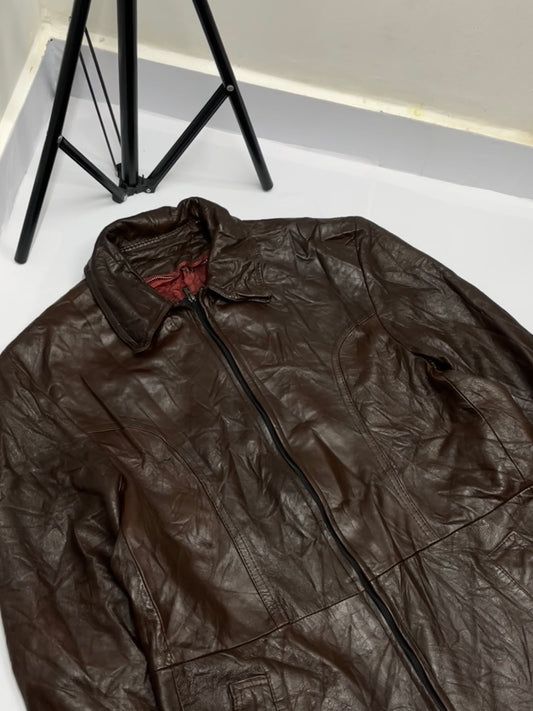Brown crunched leather jacket