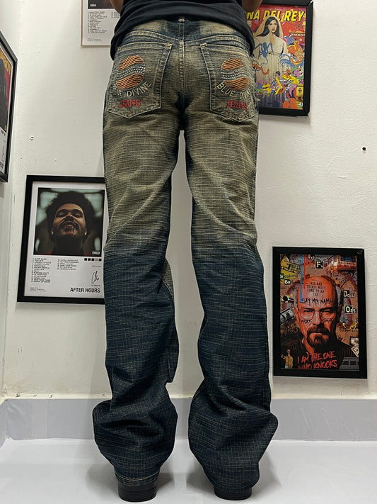 Vintage retro forest green baggy jeans