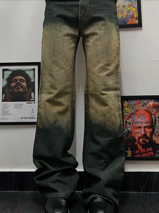 Dirty green Mexican style￼ baggy jeans