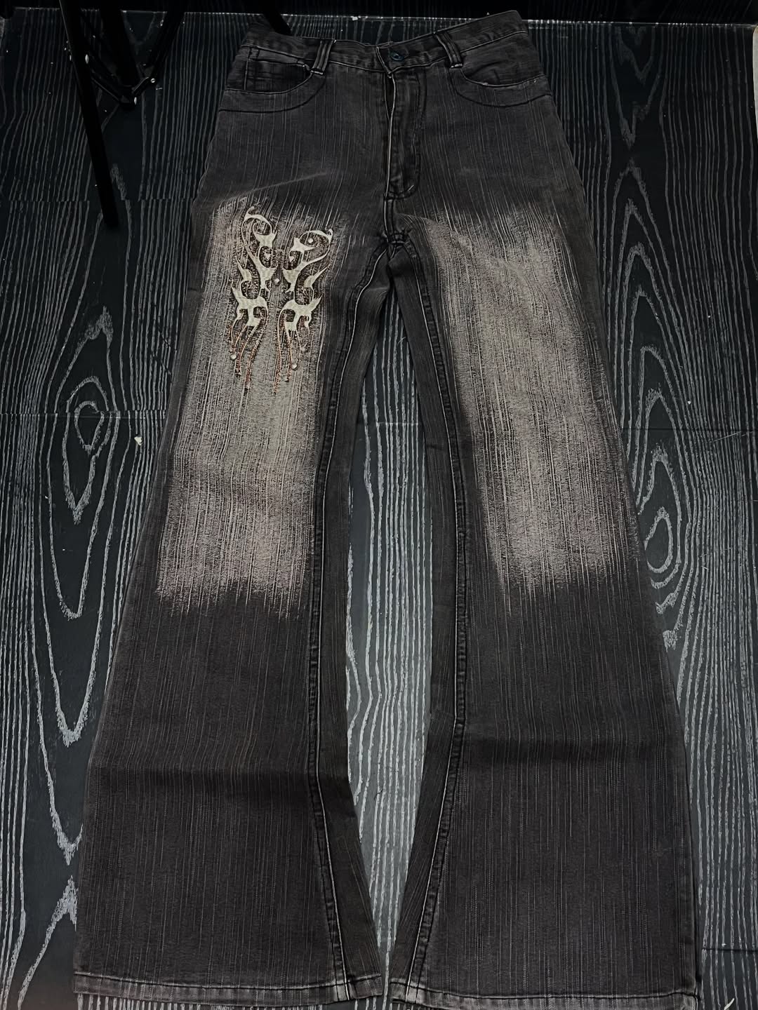 Mexican style embroidery boot cut jeans
