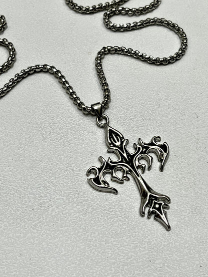 Gothic cryptic cross pendent with chain