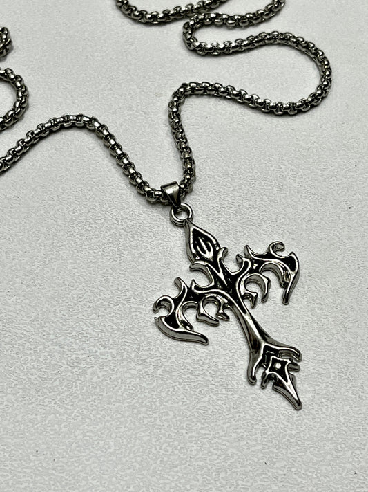 Gothic cryptic cross pendent with chain