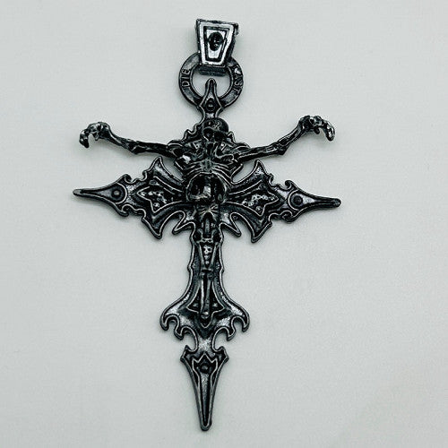Demon cross pendant with silver chain