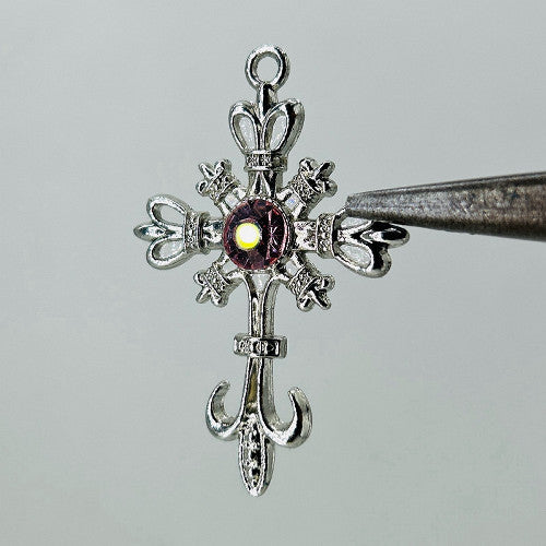Gothic Cross Pink Stone with chain